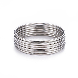 Non-Tarnish Fashion 304 Stainless Steel Buddhist Bangle Sets, Stainless Steel Color, 2-1/2 inch(6.5cm), 7pcs/set(BJEW-L664-022B-P)