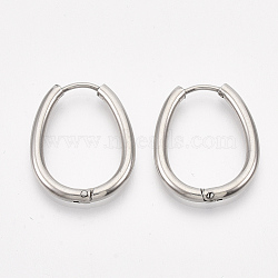 Tarnish Resistant 201 Stainless Steel Huggie Hoop Earrings, with 304 Stainless Steel Pins, Oval, Stainless Steel Color, 12 Gauge, 23x18.5x2mm, Pin: 1mm(STAS-T045-47B)