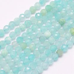 Natural Amazonite Beads Strands, Grade A, Faceted, Round, 4mm, Hole: 0.5mm, about 98pcs/strand, 15.7 inch(40cm)(G-F509-25-4mm)