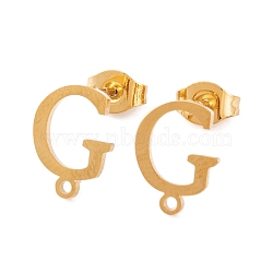 Ion Plating(IP) 304 Stainless Steel Stud Earrings, for Women, Letter G, 11.5x9mm, Hole: 1mm, Pin: 0.7mm(FIND-Q103-01G-G)