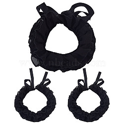 Chiffon Ruffled Lace Collar, Detachable False Collars, Black, 810x15x0.1mm(AJEW-WH0007-63B)