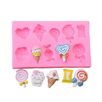 Food Grade Silicone Molds, Fondant Molds, Baking Molds, Chocolate, Candy, Biscuits, UV Resin & Epoxy Resin Jewelry Making, Mixed Shapes, Hot Pink, 117x70x14mm, Inner Size: 19~30x14~24mm