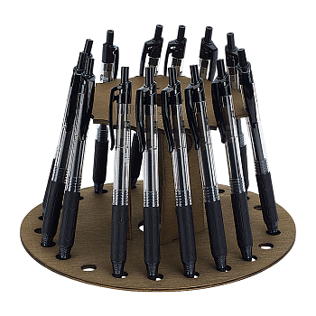 Wood Pen Holder, for Stationery Storage, Round, Coffee, 200x98mm