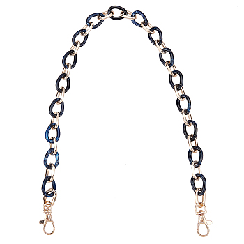 Teardrop Resin Bag Links Straps, with Aluminum Clasps, Bag Replacement Accessories, Prussian Blue, 62x1.8x1.4cm