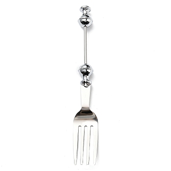 201 Stainless Steel Tableware, Beadable Flatware, with Alloy Findings, Fork, Stainless Steel Color, 164x23.6x16mm