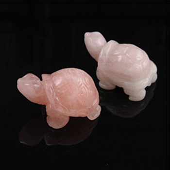 Natural Rose Quartz Carved Healing Tortoise Figurines, Reiki Stones Statues for Energy Balancing Meditation Therapy, 41.5x28.5x21mm