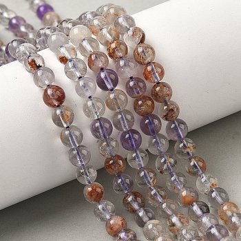 Natural Purple Phantom Quartz Purple Lodolite Quartz Beads Strands, Round, 6.5mm, Hole: 0.8mm, about 62pcs/strand, 15.16 inch(38.5cm)