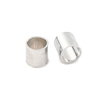 Brass Crimp Beads, Cadmium Free & Lead Free, Tube, Platinum Color, about 2mm wide, 2mm long, hole: 1.5mm