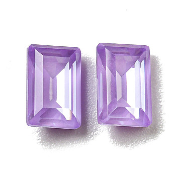 Glass Rhinestone Cabochons, Point Back & Back Plated, Faceted, Rectangle, Purple Velvet, 6x4x3mm