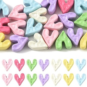 20Pcs Alloy Beads, Heart, for DIY Accessories, Mixed Color, 9x8x5mm, Hole: 1.6mm, 7 styles
