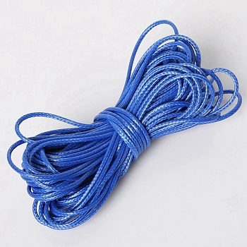 Waxed Polyester Cord, Round, Cornflower Blue, 1.5mm, 10m/bundle
