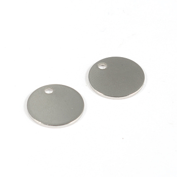 304 Stainless Steel Charms, Flat Round, Stamping Blank Tag Charms, Stainless Steel Color, 12x1mm, Hole: 2mm
