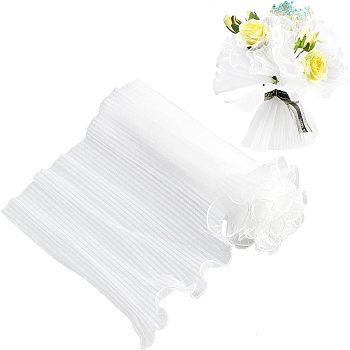 Nbeads 2Bags Pleated Gauze Yarn Flower Bouquets Wrapping Packaging, Suitable for Mother's Day Gift Giving Decoration, White, 4572x280mm, 5yards/bag