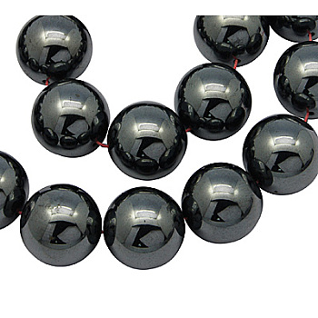 Non-Magnetic Synthetic Hematite Beads Strands, AA, Round, Black, Black, 12mm, Hole: 1.8mm, about 34pcs/strand