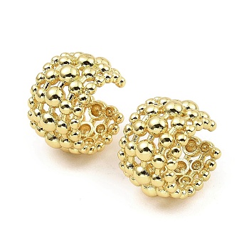 Rack Plating Brass Cuff Earring, Long-Lasting Plated, Lead Free & Cadmium Free, Real 18K Gold Plated, 14.5x15.5x10mm
