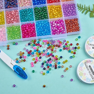 DIY Stretch Bracelet Making Kits, 2380Pcs 28 Colors Spray Painted Crackle  Glass Beads, 2 Rolls Elastic Crystal Thread, Sewing Scissors & Stainless  Steel Beading Needles, Mixed Color, 6mm, Hole: 1.3~1.6mm, 12 colors