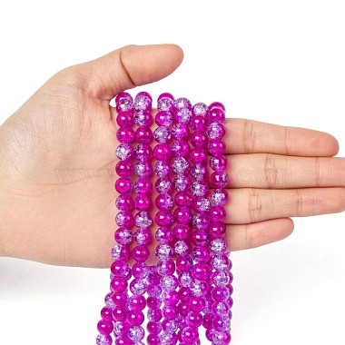 Spray Painted Crackle Glass Beads Strands(CCG-Q002-8mm-09)-4