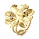 Ion Plating(IP) 304 Stainless Steel Flower Open Cuff Rings for Women(RJEW-Z053-11G)-1