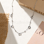 925 Sterling Silver Ring Twisted Oval L?ink Chain Necklaces for Women, Rhodium Plated, Real Platinum Plated, 16.02 inch(40.7cm)(NJEW-H074-02S)