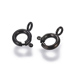 304 Stainless Steel Smooth Surface Spring Ring Clasps Ion Plating(IP), Electrophoresis Black, 6x1.5mm, Hole: 1.8mm(STAS-E462-02C-B)