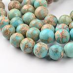 Natural Imperial Jasper Beads Strands, Round, Dyed, Light Blue, 8mm, Hole: 1mm, about 45~47pcs/strand, 37.5~38cm(G-I122-8mm-12)