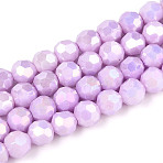 Anti-Tarnish Electroplate Glass Beads Strands, Imitation Gemstone, Round, AB Color Plated, Faceted(32 Faceted), Plum, 5.8~6.1x5.8mm, Hole: 1mm, about 70~71pcs/strand, 15.55~15.75''(39.5~40cm)(EGLA-T021-6mm-15-02)