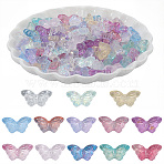 200Pcs Transparent Spray Painted Glass Beads, Butterfly, Mixed Color, 8x15x4.5mm, Hole: 1mm(GLAA-PA0001-14)