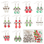DIY Christmas Fairy Earring Making Kit, Including Glass Teardrop & Alloy Wing Beads, Brass Earring Hooks, Mixed Color, 178Pcs/box(DIY-SC0022-71)