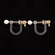 304 Stainless Steel Clip-on Earring Findings, Environmental Protection Plastic, U-Shaped, Real 18k Gold Plated, 11.5x17.5x3mm, Bead Diameter: 3mm, Hole: 1.2mm(STAS-G247-02G)