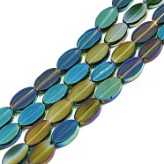 Painted Transparent Glass Beads Strands, Oval, Goldenrod, 10x6x3mm, Hole: 1mm, about 54~60Pcs/strand, 20.47~23.62''(52~60cm)(GLAA-E033-06C-07)