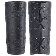 Tree of Life Pattern Leather Wrap Wide Strap Cord Bracelet, Reto Cuff Wristband Arm Guard for Men Women, Black, 5.12 inch(13cm)(BJEW-WH0019-05B)