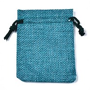 Polyester Imitation Burlap Packing Pouches Drawstring Bags, for Christmas, Wedding Party and DIY Craft Packing, Dark Cyan, 9x7cm(ABAG-TD001-9x7-17)