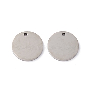 201 Stainless Steel Pendants, Flat Round Charm, Stainless Steel Color, 15x1.5mm, Hole: 1.4mm(STAS-J401-LD020)
