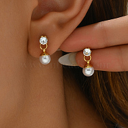 Fashionable and Cute Casual Stud Earrings with Zirconia for Women, Round, 14x6mm(YY4500-1)