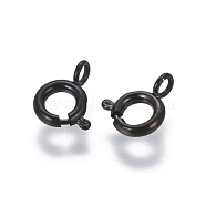 304 Stainless Steel Smooth Surface Spring Ring Clasps, Electrophoresis Black, 6x1.5mm, Hole: 1.8mm(STAS-E462-02C-B)