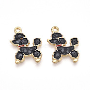 Alloy Enamel Pendants, Poodle, Golden, Black, 21x16.5x1.5mm(ENAM-TAC0012-01D)