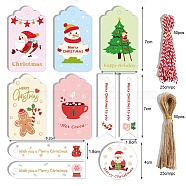 Christmas Theme Paper Tags, with Cotton Rope & Hemp Rope, Gift Tags Hang Labels, for Christmas Decorate, Mixed Color, Pape Sizer: 20.5x14cm(X1-CDIS-H003-03)