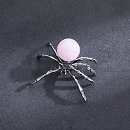 Natural Rose Quartz Halloween Home Party Decorations, Spider, 40x47mm(PW-WG79695-02)