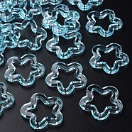 Transparent Acrylic Beads, Flower, Cyan, 30x30.5x5mm, Hole: 1.8mm, about 340pcs/500g(MACR-S373-24-B08)