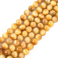 Natural Yellow Tiger Eye Beads Strands, Round, 8mm, Hole: 1mm(X-G-G212-8mm-18)