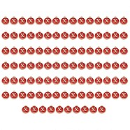 Golden Plated Enamel Alloy Charms, Enamelled Sequins, Flat Round, Red, Letter.X, 14x12x2mm, Hole: 1.5mm, 100pcs/Box(ENAM-SZ0001-26C-X)