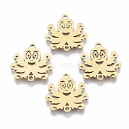 201 Stainless Steel Links connectors, Laser Cut, Octopus, Golden, 16.5x16.5x1mm, Hole: 1.4mm(STAS-R104-031G)