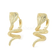 Rack Plating Brass Hoop Earrings, Lead Free & Cadmium Free, Long-Lasting Plated, Snake, Real 18K Gold Plated, 30.5~31x13mm(EJEW-F324-05G)