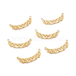 Brass Links Connectors, Long-Lasting Plated, Moon, Real 18K Gold Plated, 11x25.5x1mm, Hole: 1.2mm(KK-K251-19G)