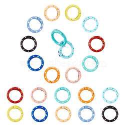 HOBBIESAY 20Pcs 10 Colors Zinc Alloy Spring Gate Rings, Round Ring with Polka Dot, Mixed Color, 24.5x3.5~5mm, 2pcs/color(FIND-HY0002-97)