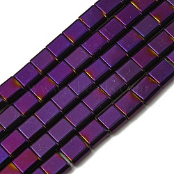 Electroplated Non-magnetic Synthetic Hematite Beads Strands, Square, 2-Hole, Purple, 6x6x3mm, Hole: 1.2mm, about 69pcs/strand, 15.55 inch(39.5cm)(G-C106-A02-15)