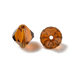 Transparent Imitation Austrian Crystal K9 Glass Beads, Faceted, Bicone, Saddle Brown, 8x8mm, Hole: 1mm(GLAA-L048-02-04)