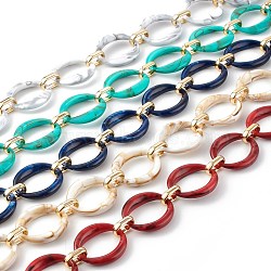 Handmade Imitation Gemstone Style Acrylic Chains, with CCB Plastic Linking Rings, Mixed Color, 3.28 Feet(1m)/strand(AJEW-JB00979)