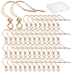 100Pcs Long-Lasting Plated Brass French Earring Hooks, Flat Earring Hooks, Ear Wire, with Horizontal Loop, Real 18K Gold Plated, 19x17x3mm, Hole: 1.5mm, 21 Gauge, Pin: 0.7mm(KK-CN0001-80)