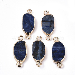 Natural Lapis Lazuli Links Connectors, with Light Gold Tone Iron Loops, Oval, 23~24x9.5x3.5mm, Hole: 1.8mm(G-N326-37)